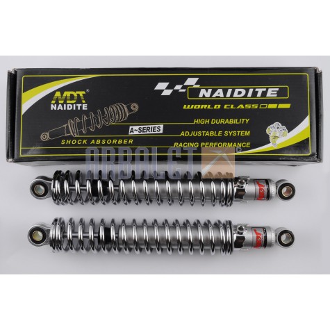 Shock absorbers (couple) MINSK 345mm, adjustable NDT (chrome) (A-361)